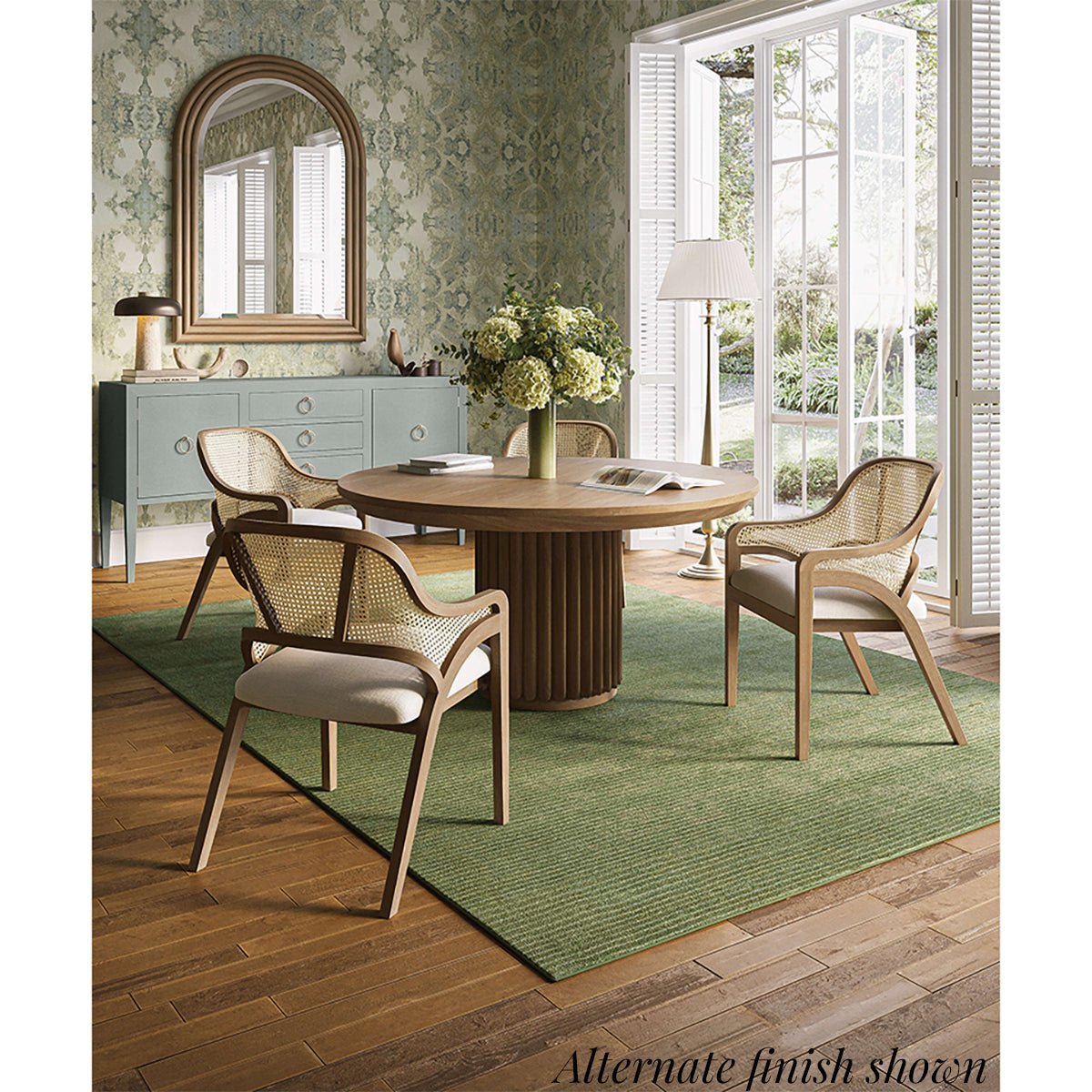 Ribbed Column 60&quot; Round Dining Table - Fruitwood Finish - English Georgian America