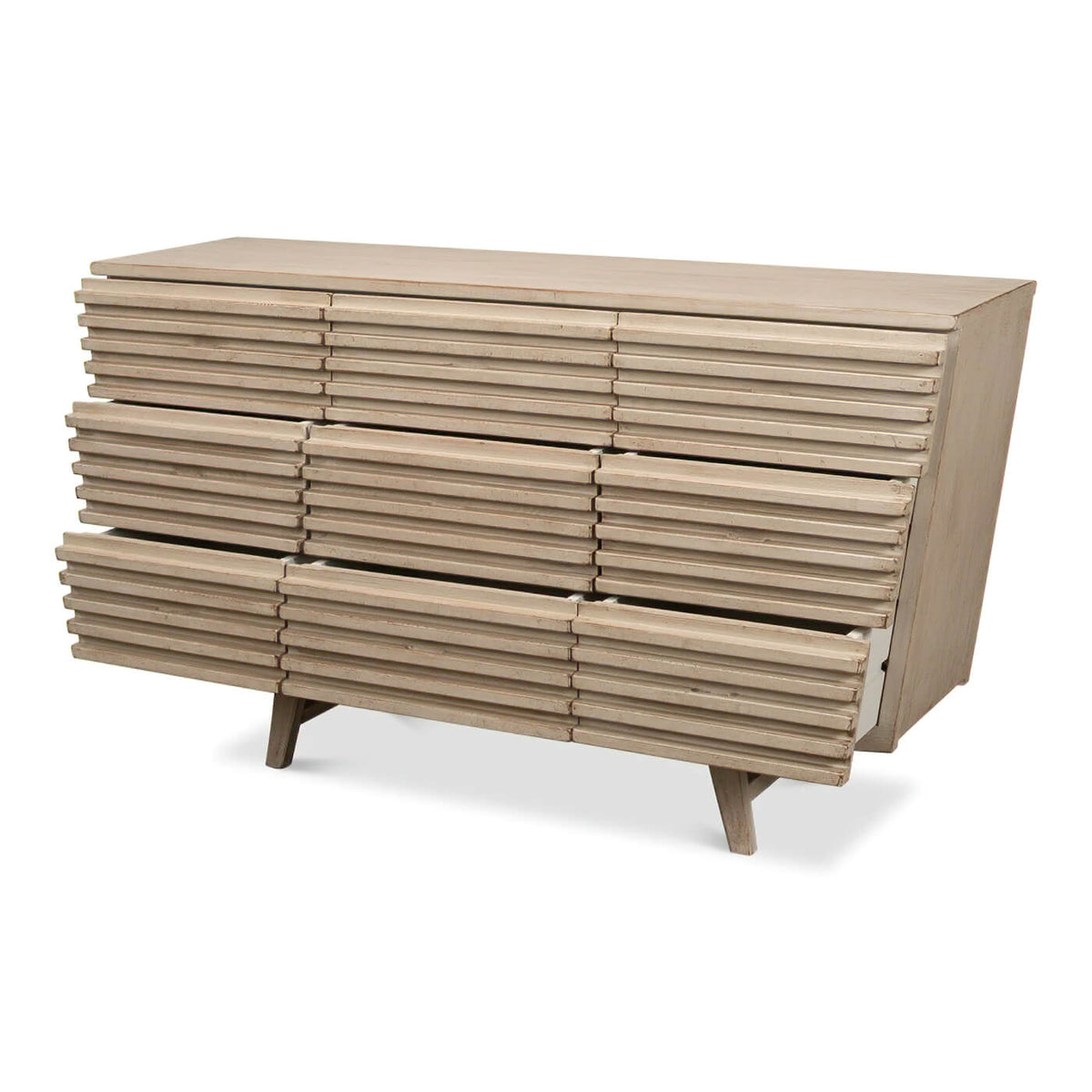 Ribbed Geometric Nine Drawer Dresser - English Georgian America