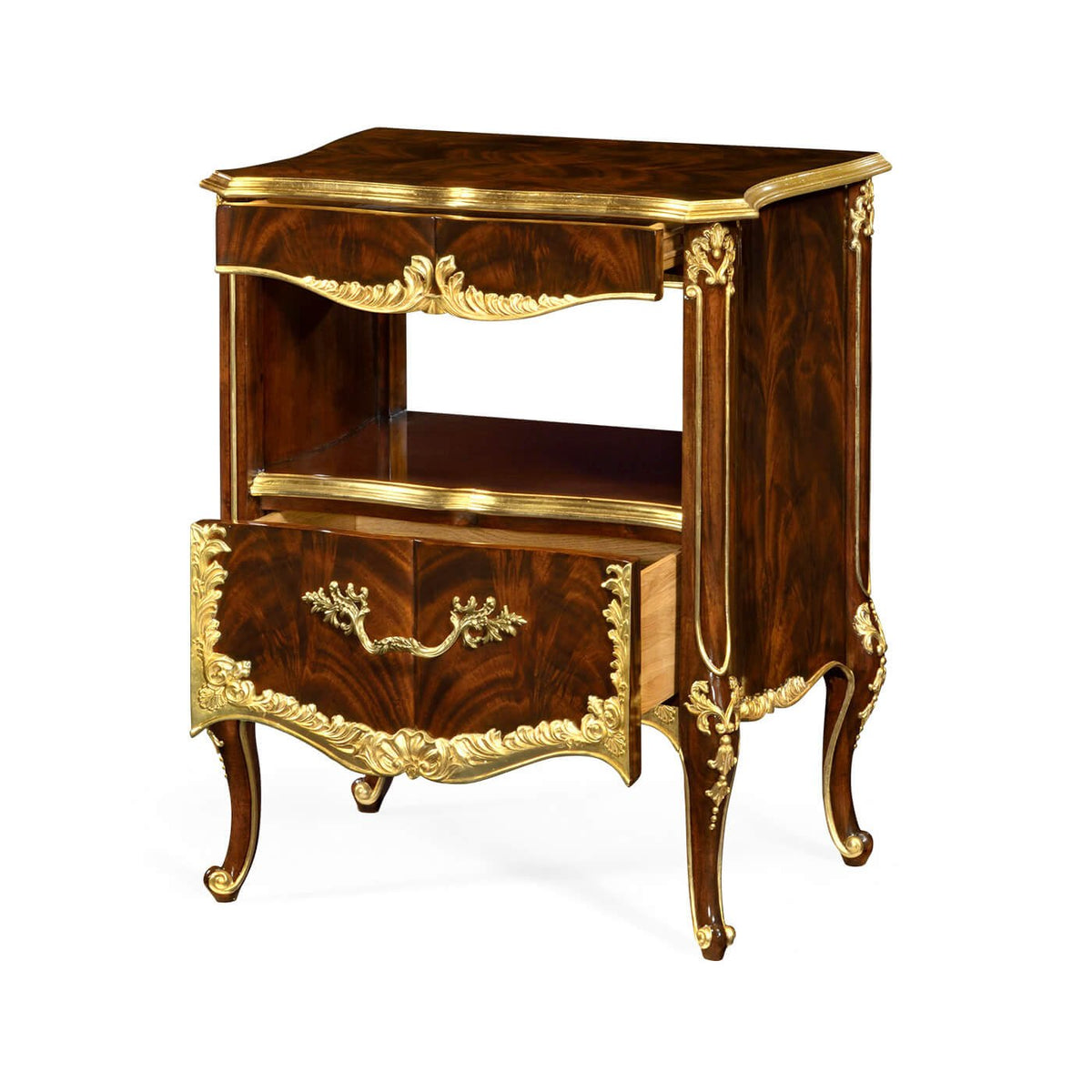 Rococo Mahogany and Gilt Nightstands - English Georgian America