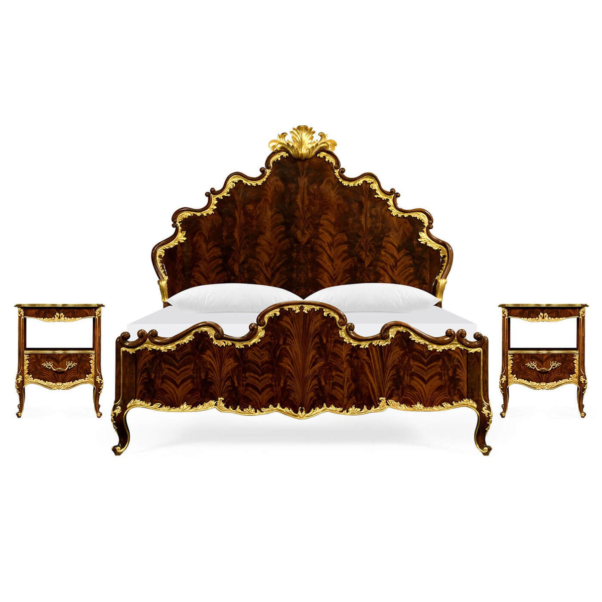 Rococo Mahogany and Gilt Nightstands - English Georgian America
