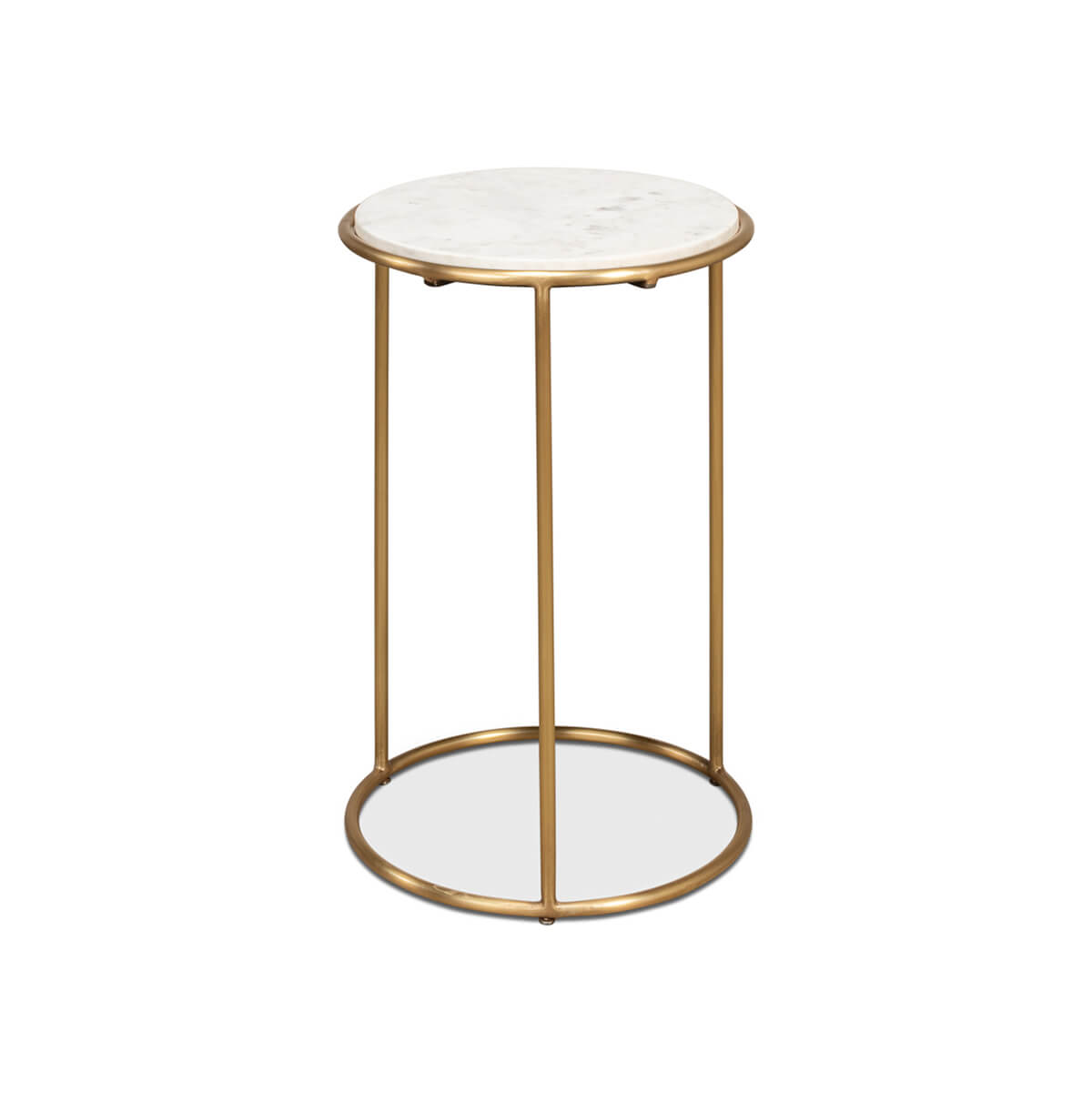 Round Brass Small Chairside Table - English Georgian America