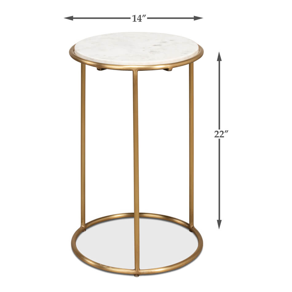 Round Brass Small Chairside Table - English Georgian America