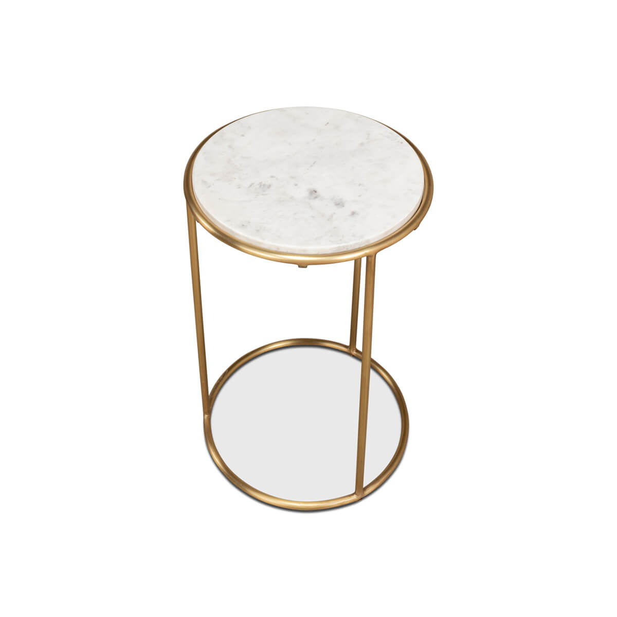 Round Brass Small Chairside Table - English Georgian America