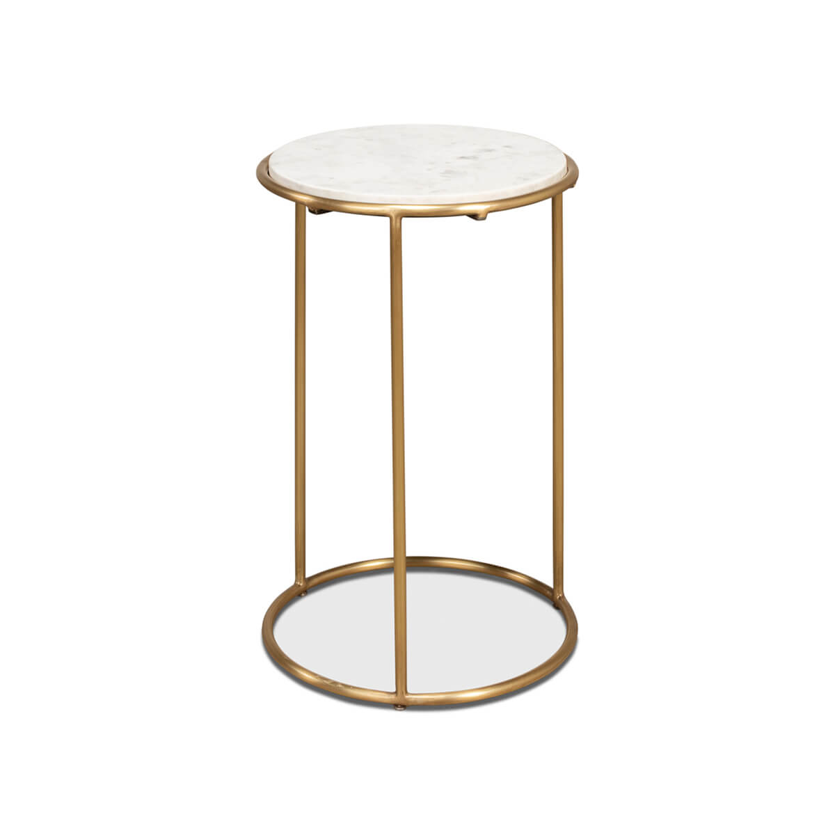 Round Brass Small Chairside Table - English Georgian America