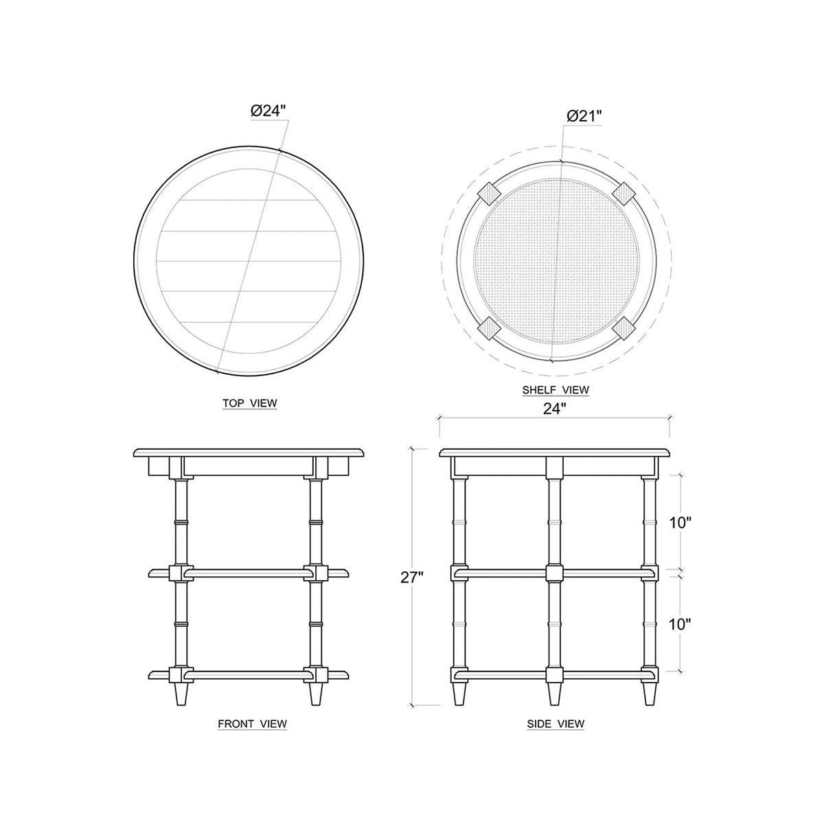 Round Country White Painted End Table - English Georgian America