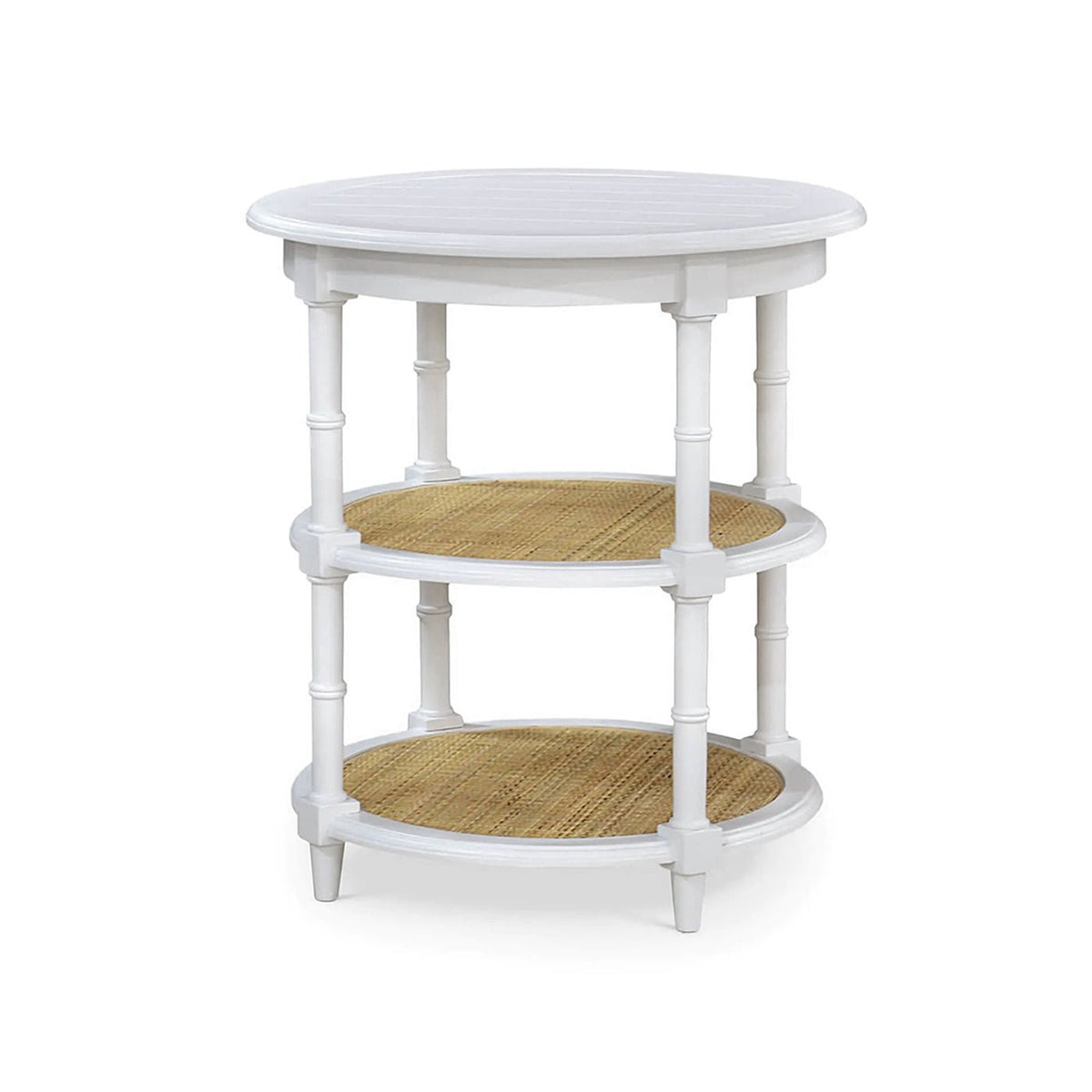 Round Country White Painted End Table - English Georgian America