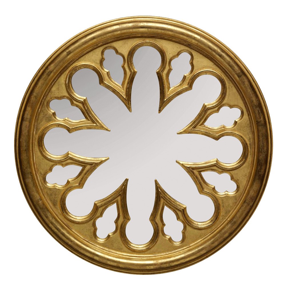Round Gothic Giltwood Mirror - English Georgian America