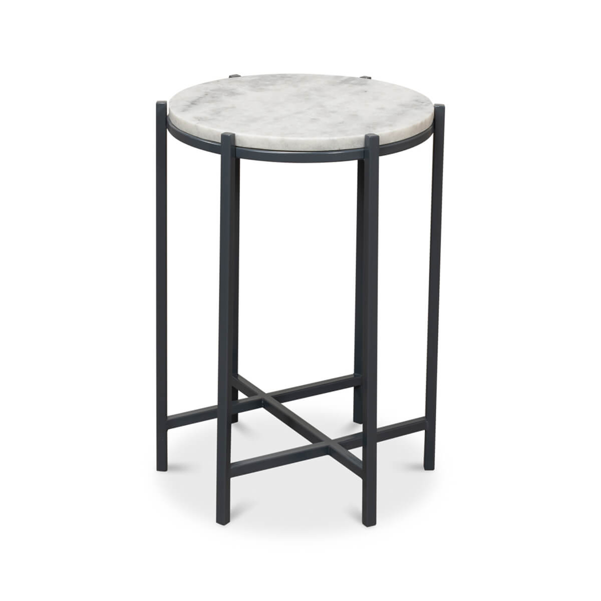 Round Marble and Iron Side Table - English Georgian America