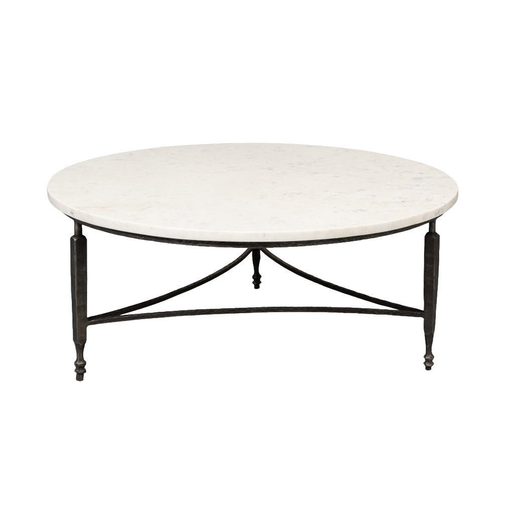 Round Minimalist Marble Top Coffee Table - English Georgian America