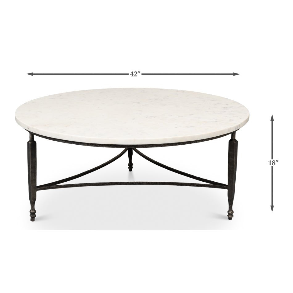 Round Minimalist Marble Top Coffee Table - English Georgian America