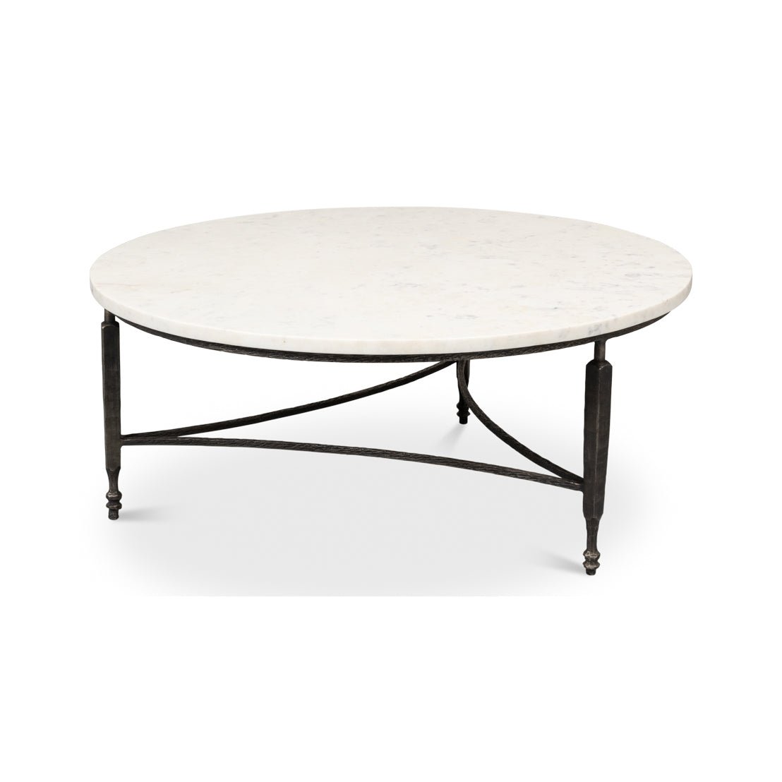 Round Minimalist Marble Top Coffee Table - English Georgian America