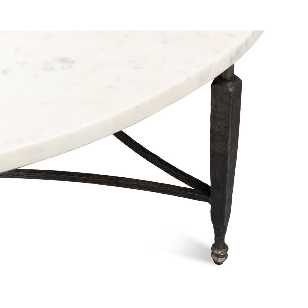 Round Minimalist Marble Top Coffee Table - English Georgian America