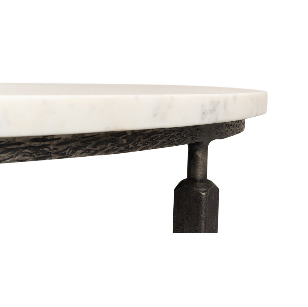 Round Minimalist Marble Top Coffee Table - English Georgian America