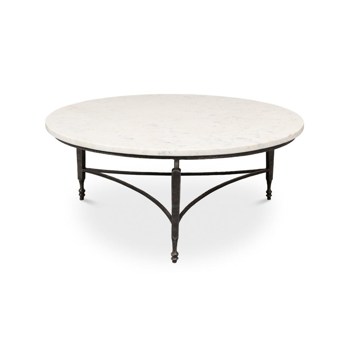 Round Minimalist Marble Top Coffee Table - English Georgian America