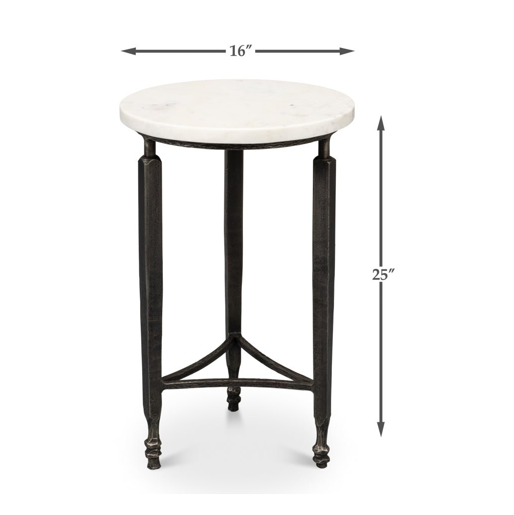 Round Minimalist Marble Top Side Table - English Georgian America