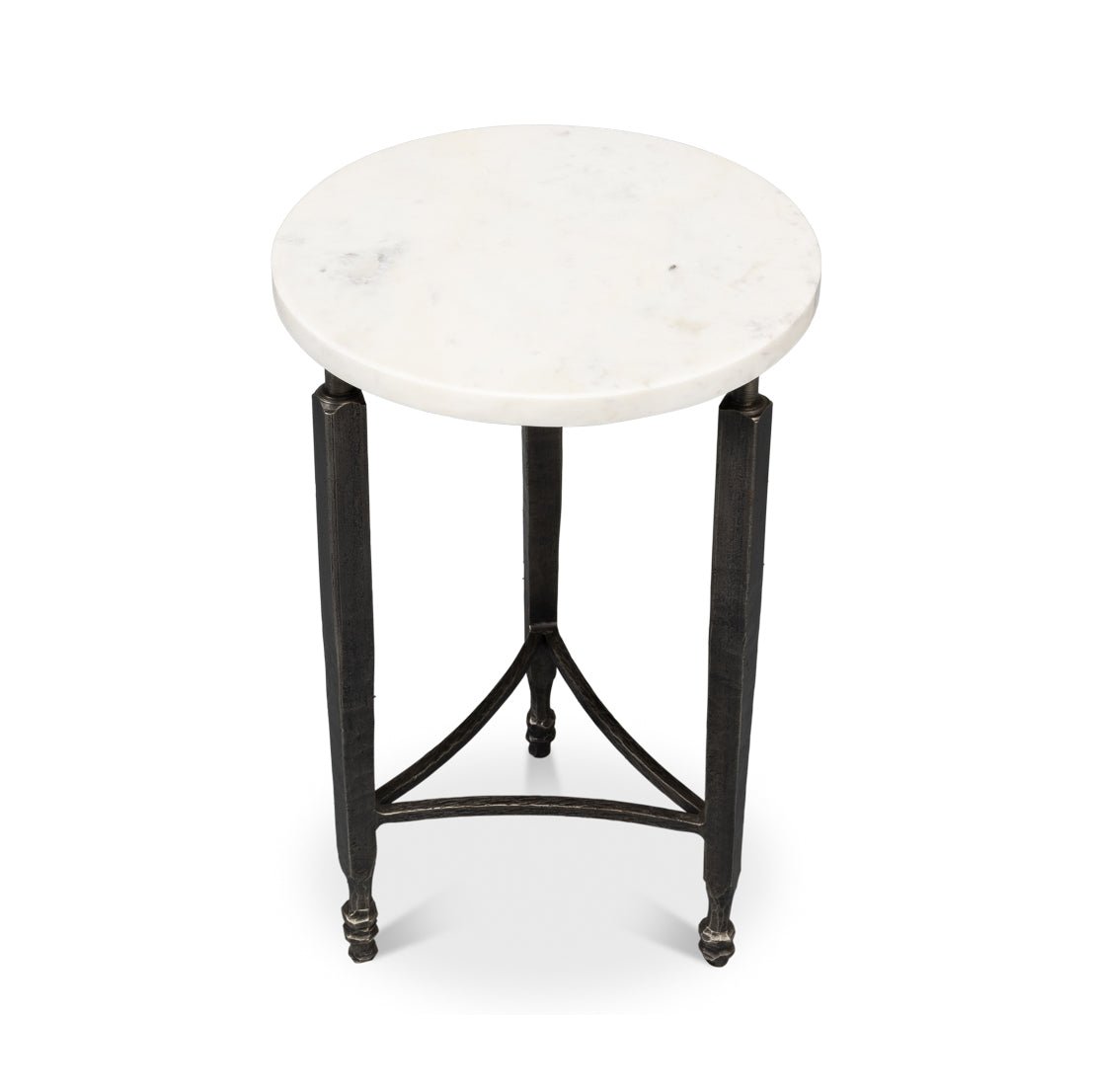 Round Minimalist Marble Top Side Table - English Georgian America