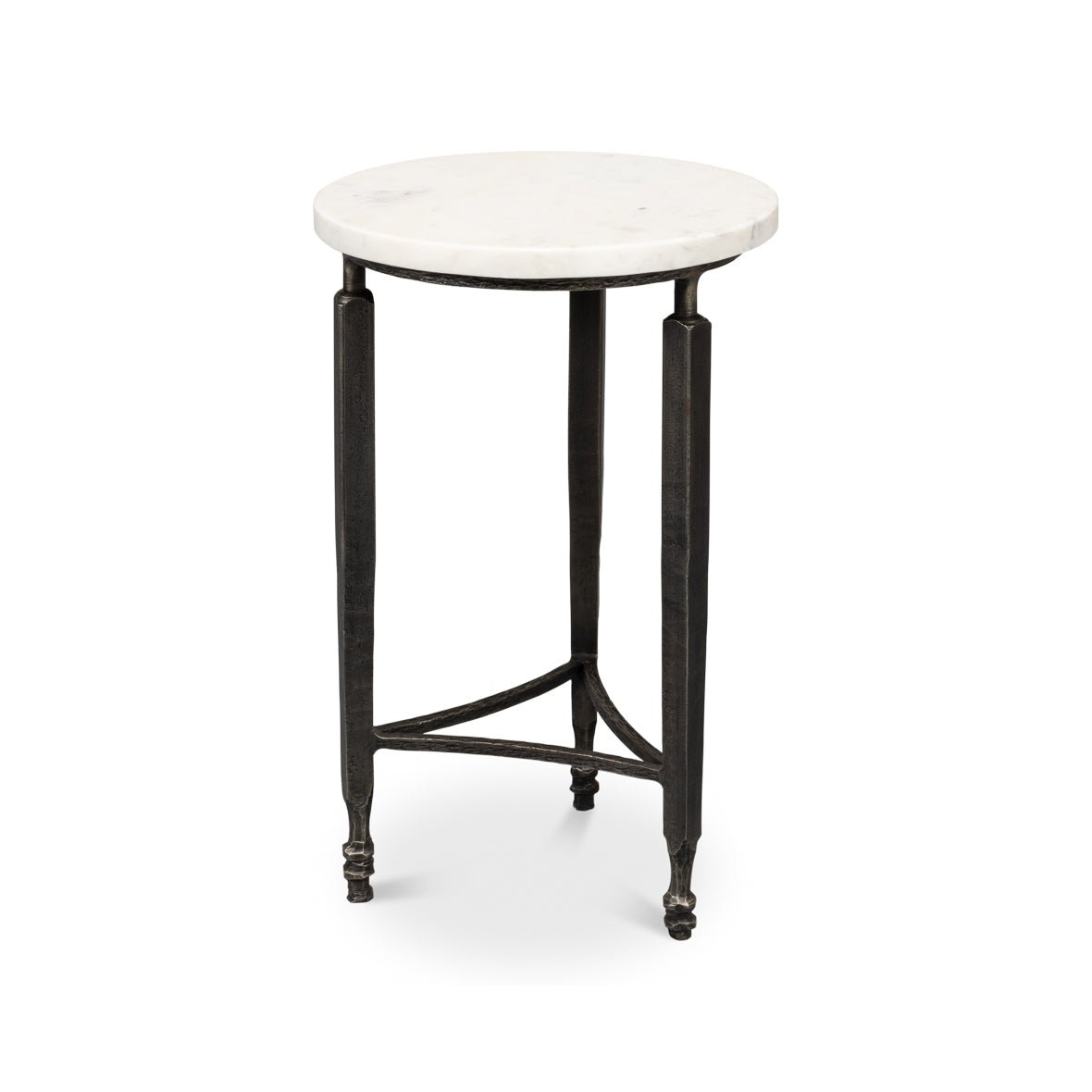 Round Minimalist Marble Top Side Table - English Georgian America