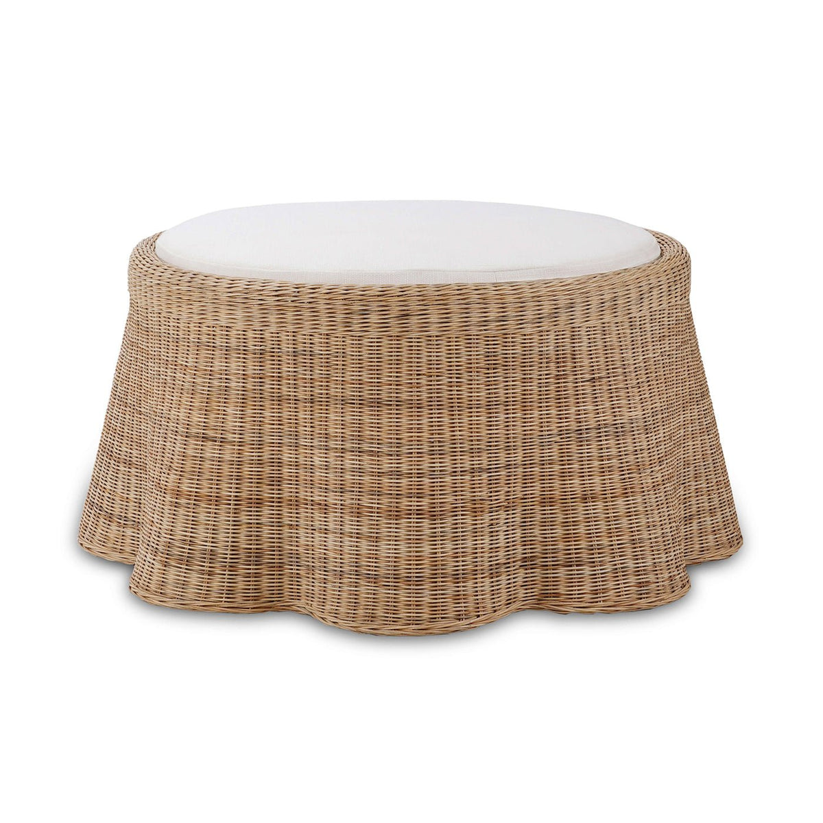Round Rattan Ottoman - English Georgian America