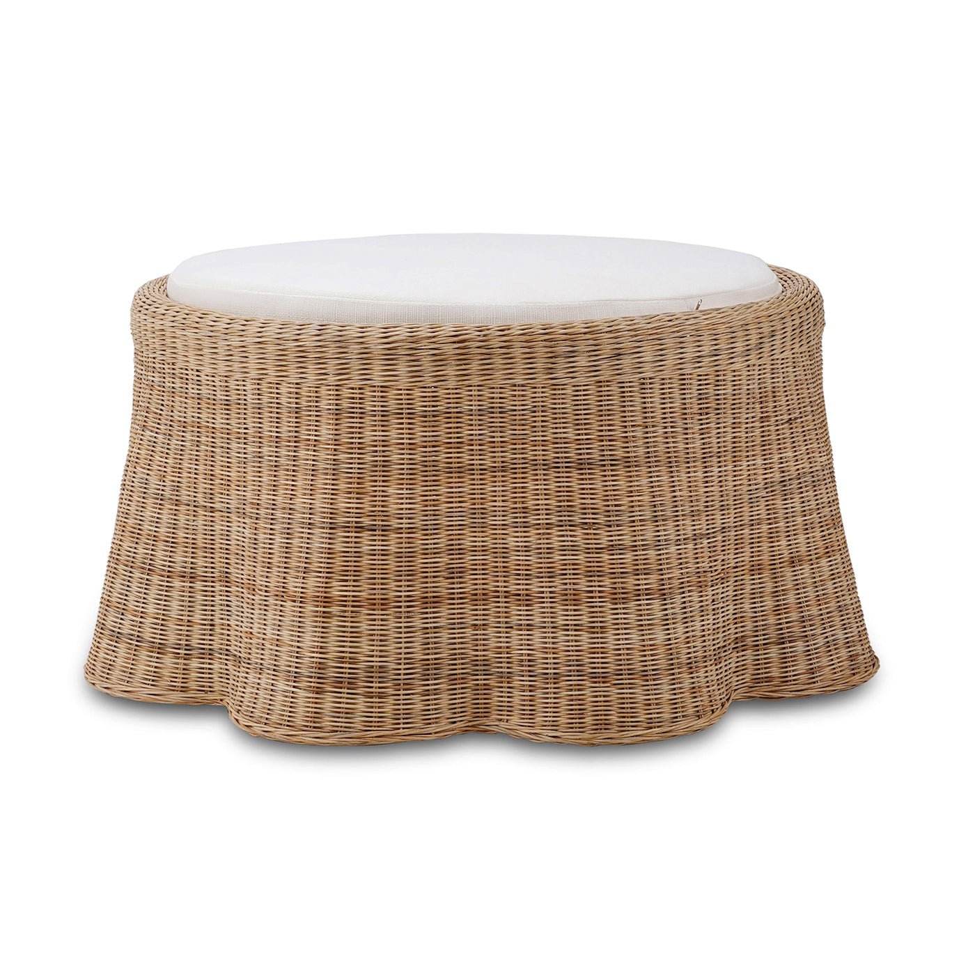 Round Rattan Ottoman - English Georgian America