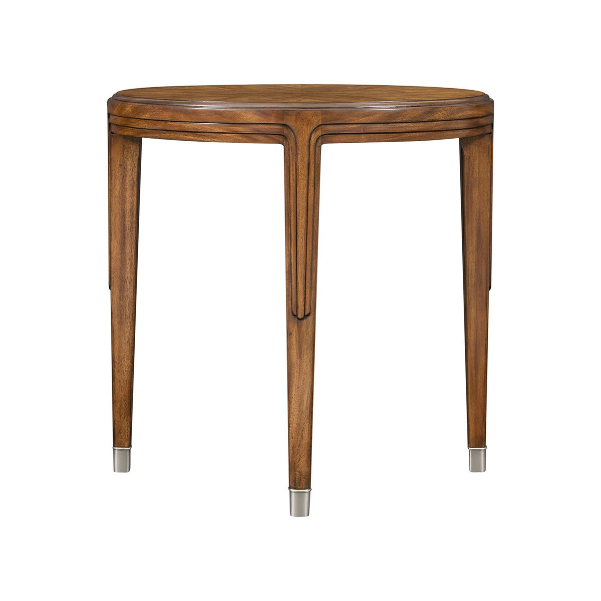Round Walnut Art Deco Side Table - English Georgian America