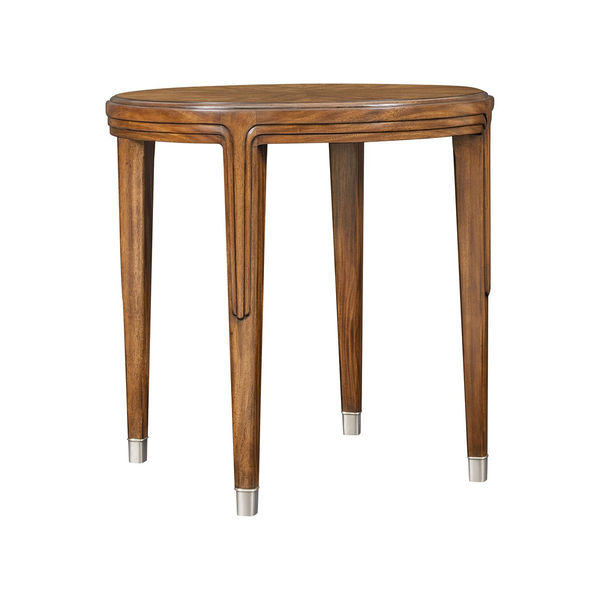 Round Walnut Art Deco Side Table - English Georgian America