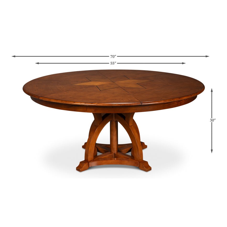 Round Walnut Jupe Dining Table - 70&quot; - English Georgian America