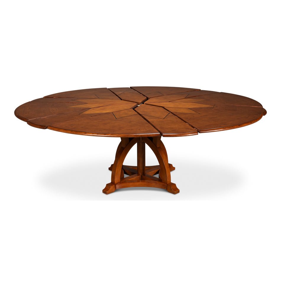Round Walnut Jupe Dining Table - 70&quot; - English Georgian America