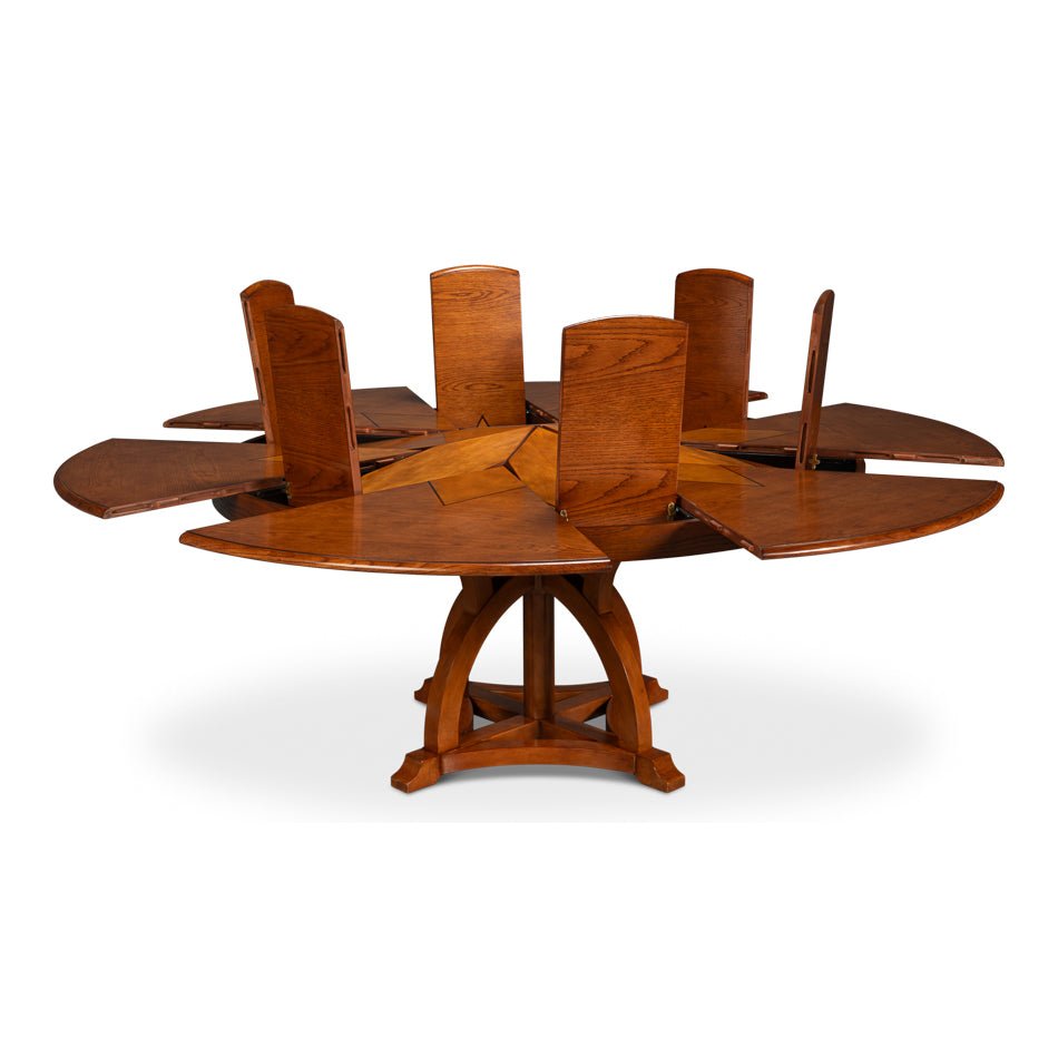 Round Walnut Jupe Dining Table - 70&quot; - English Georgian America