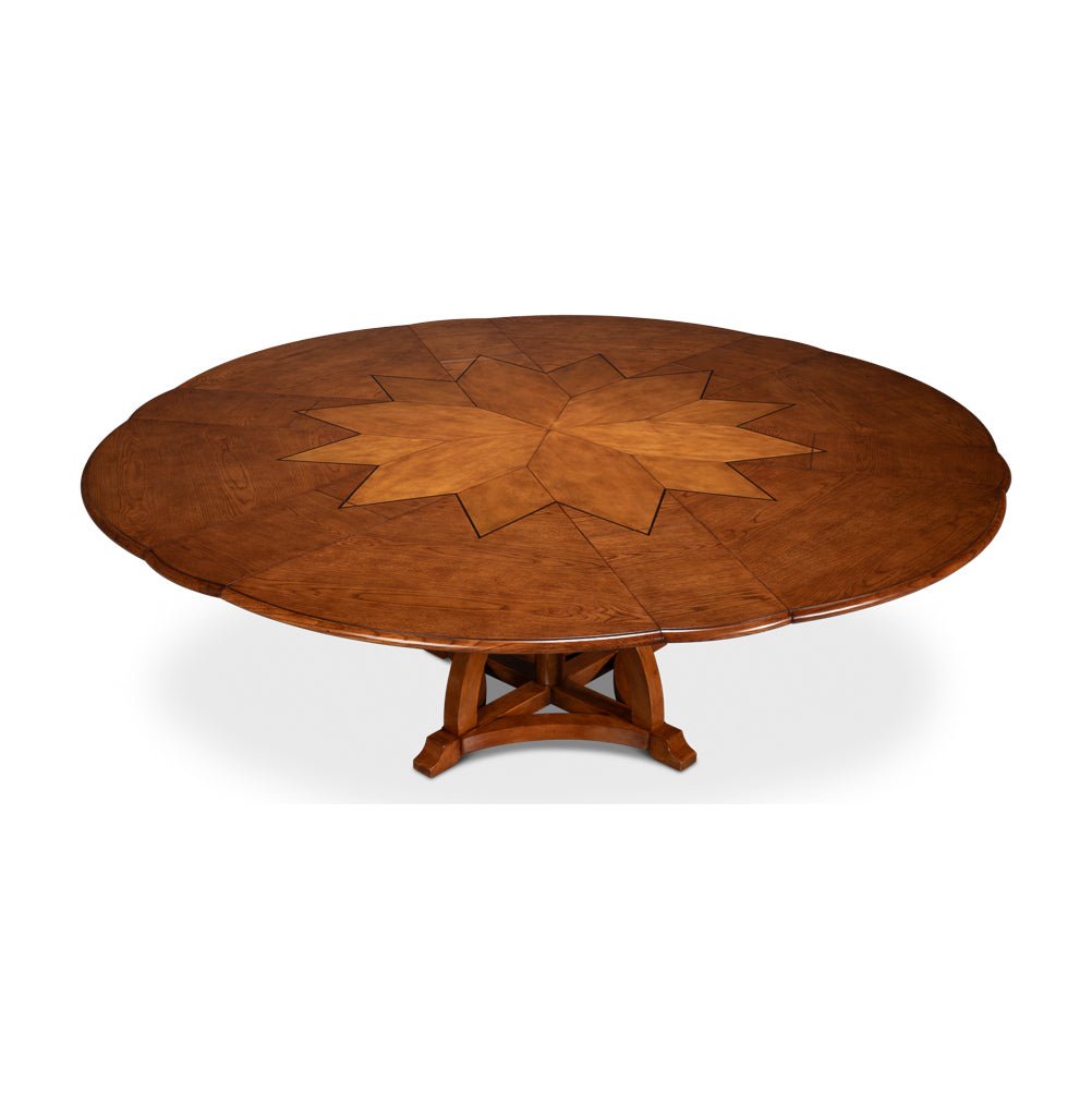Round Walnut Jupe Dining Table - 84&quot; - English Georgian America