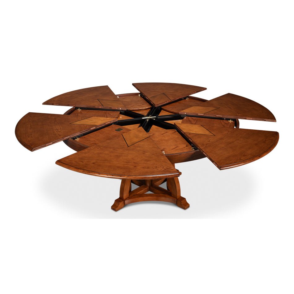Round Walnut Jupe Dining Table - 84&quot; - English Georgian America