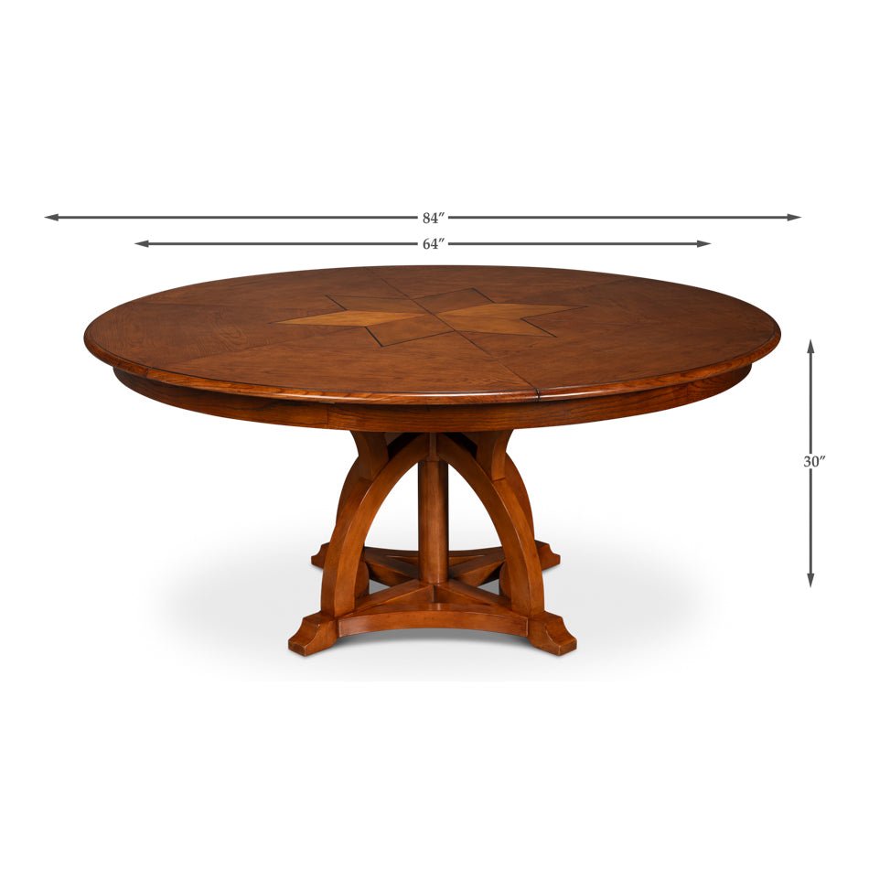 Round Walnut Jupe Dining Table - 84&quot; - English Georgian America