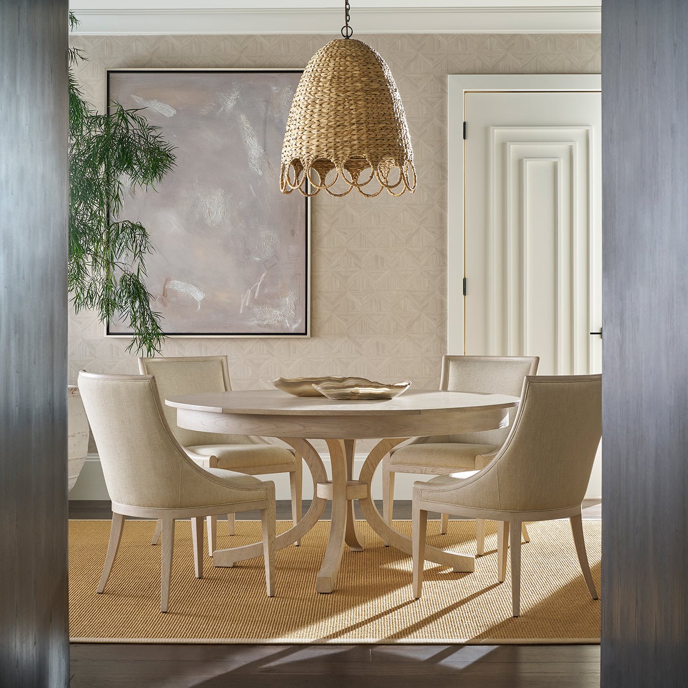 Round White Coastal Jupe Dining Table - English Georgian America