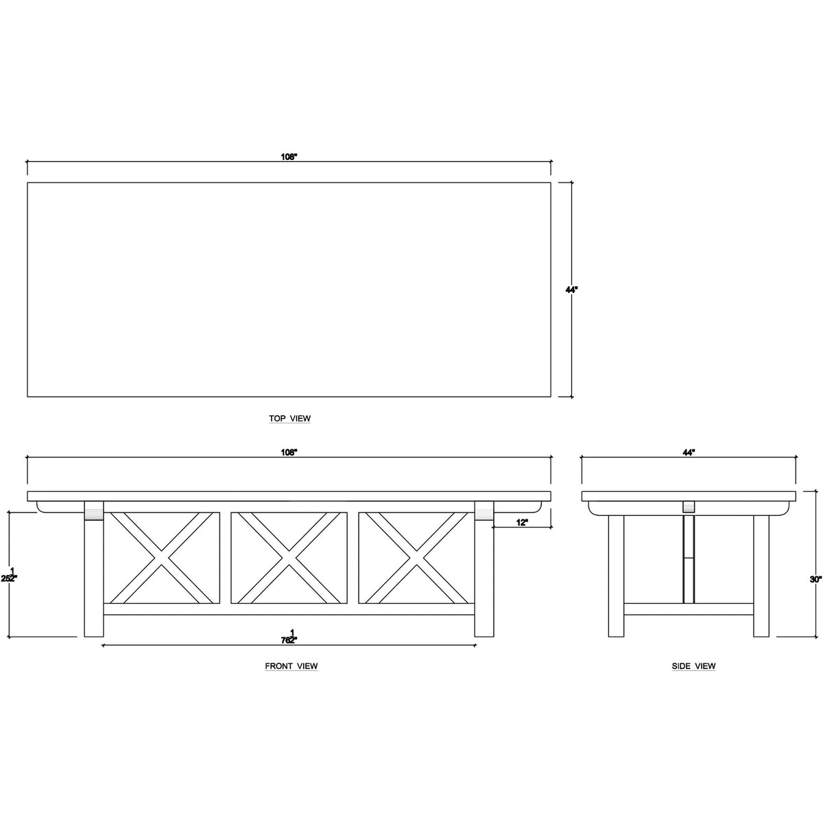 Rustic 108-Inch Reclaimed Teak Dining Table - English Georgian America