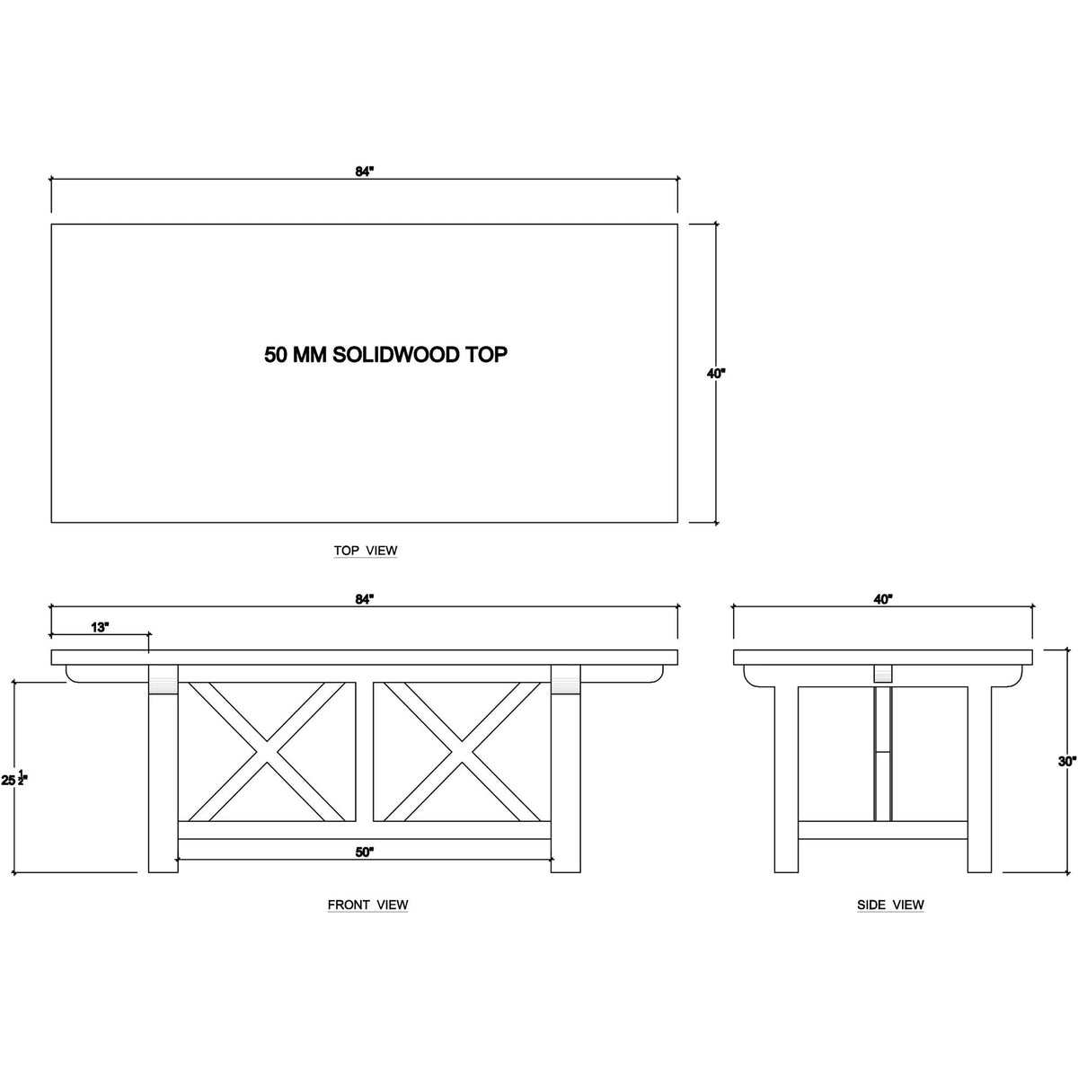 Rustic 84-Inch Reclaimed Teak Dining Table - English Georgian America