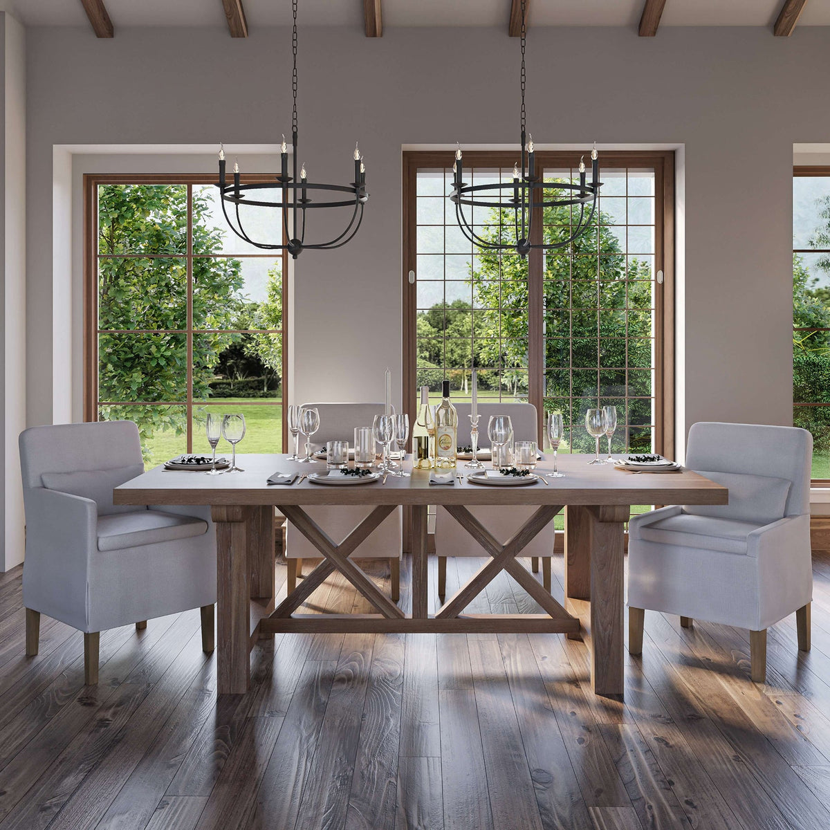 Rustic 84-Inch Reclaimed Teak Dining Table - English Georgian America