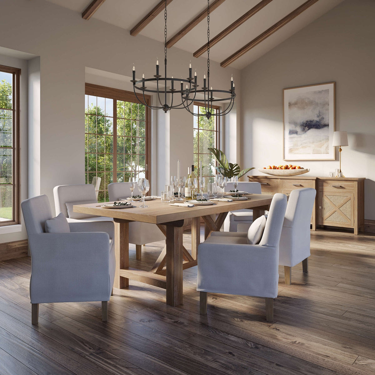 Rustic 84-Inch Reclaimed Teak Dining Table - English Georgian America