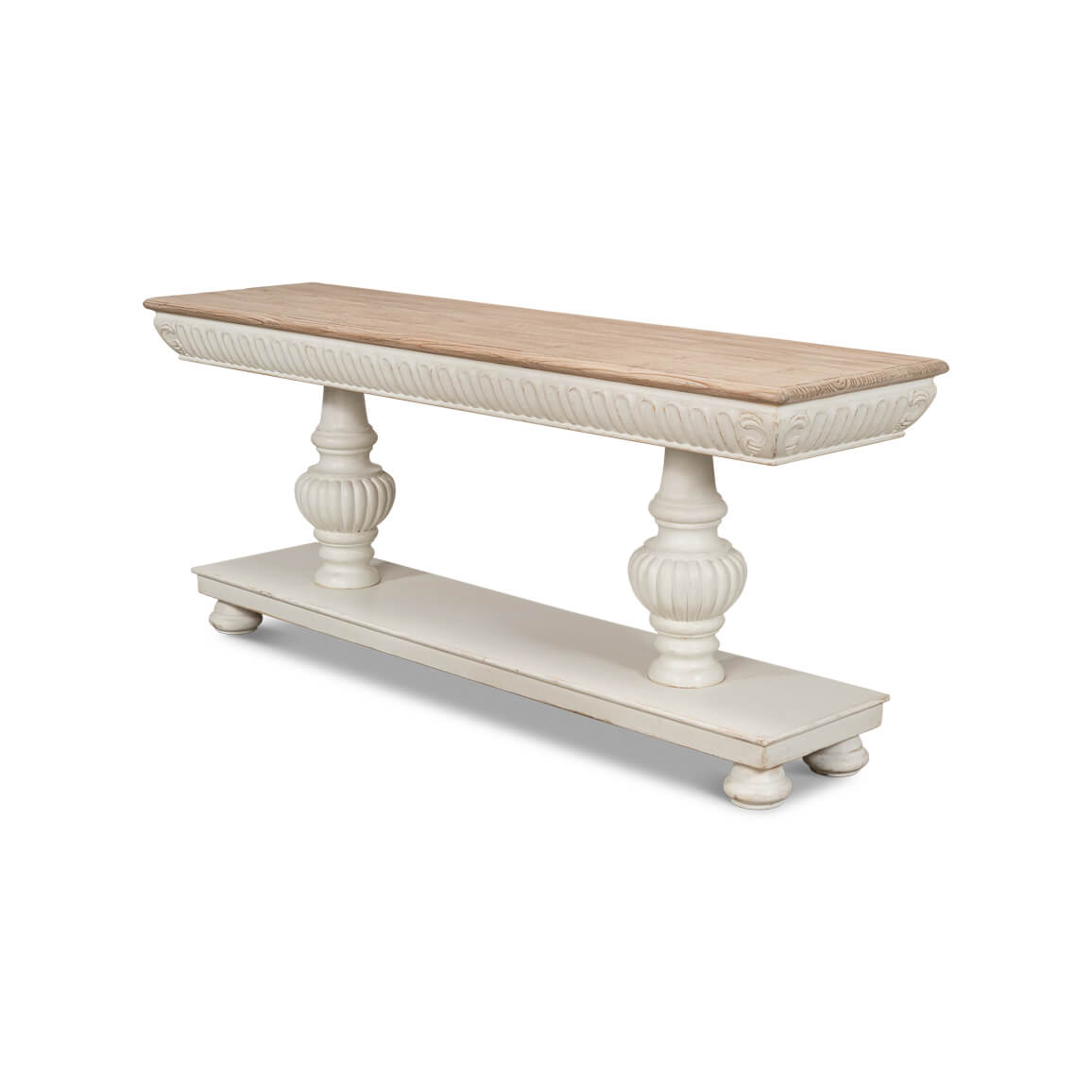 Rustic Antique White Console Table - English Georgian America