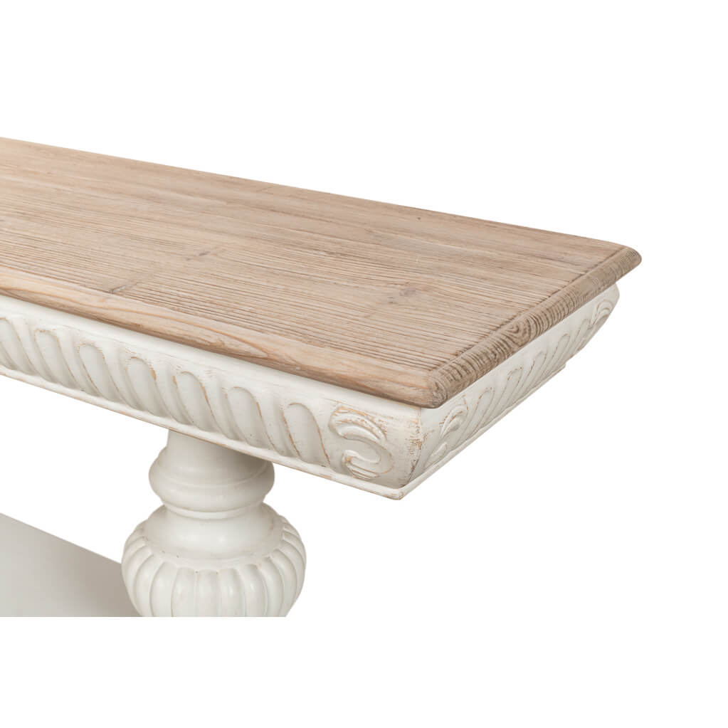 Rustic Antique White Console Table - English Georgian America