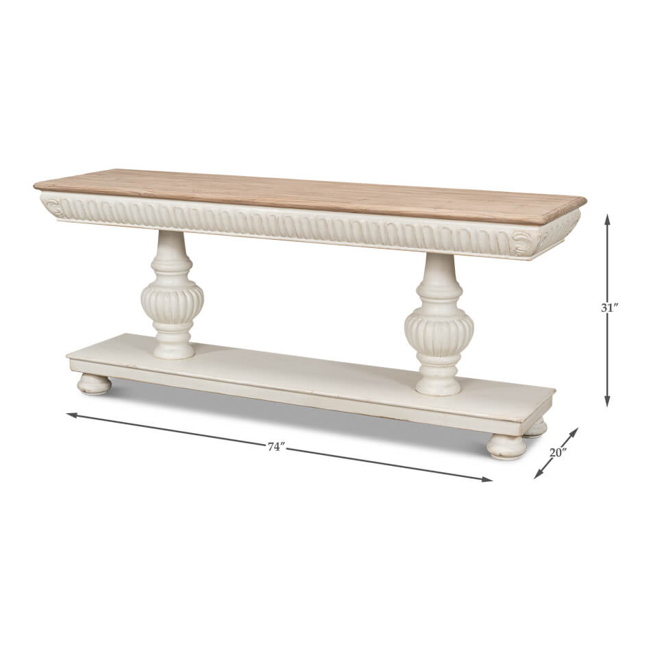 Rustic Antique White Console Table - English Georgian America