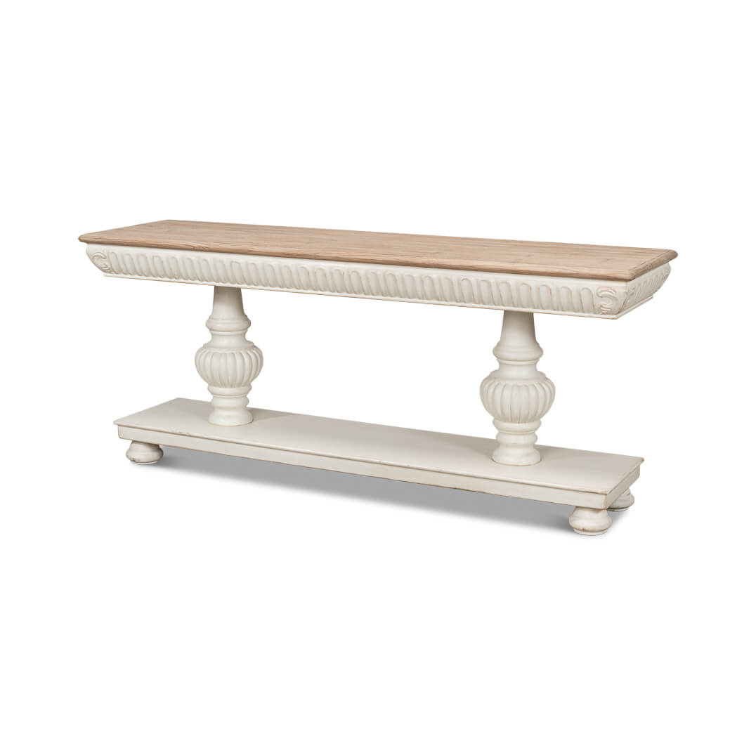 Rustic Antique White Console Table - English Georgian America