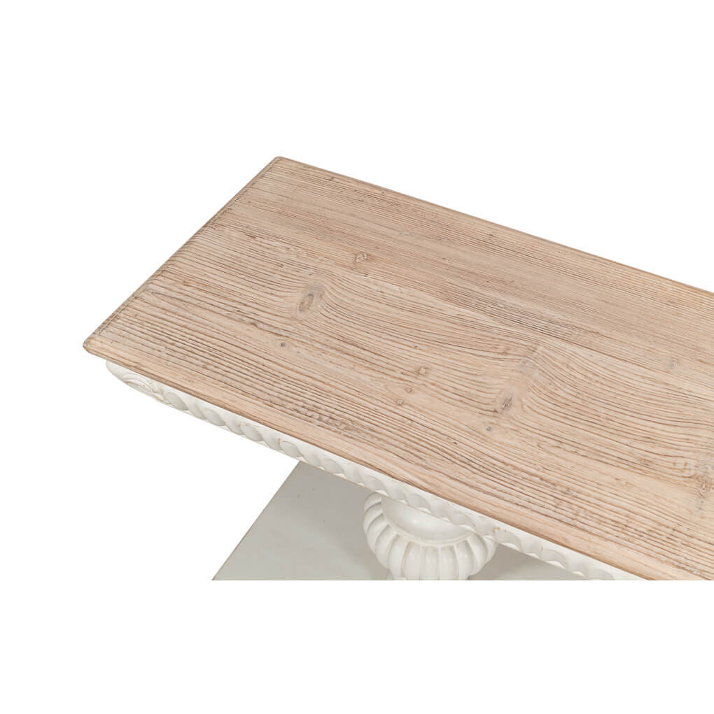 Rustic Antique White Console Table - English Georgian America