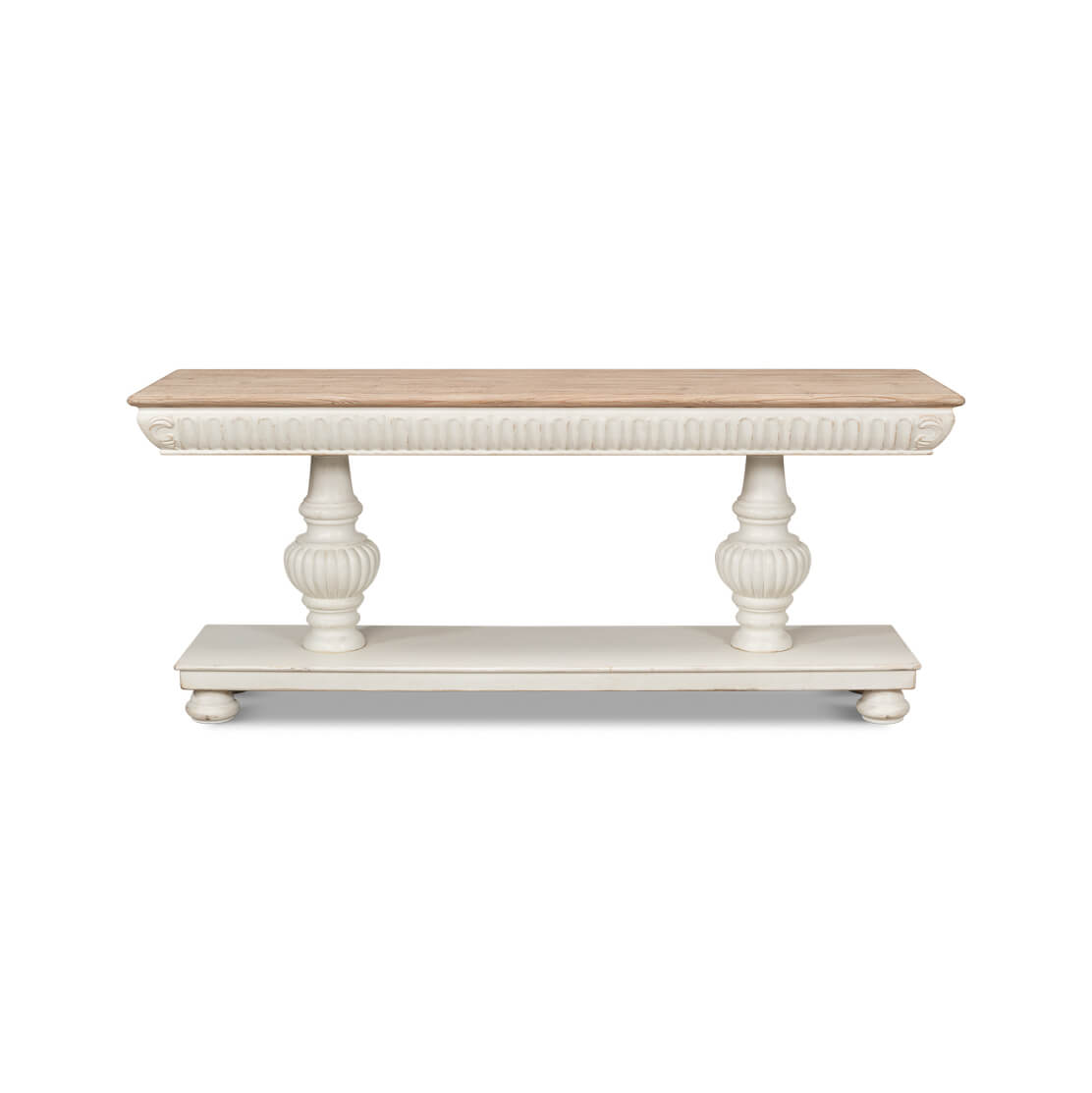 Rustic Antique White Console Table - English Georgian America