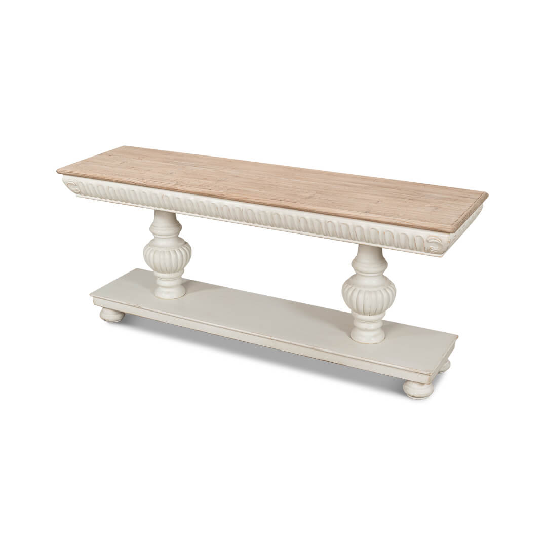 Rustic Antique White Console Table - English Georgian America