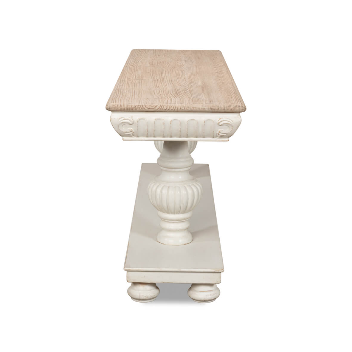 Rustic Antique White Console Table - English Georgian America