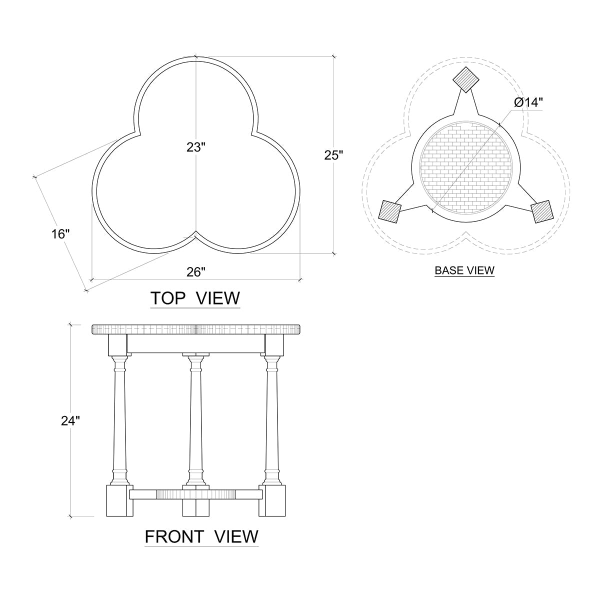 Rustic Black Clover Accent Table - English Georgian America