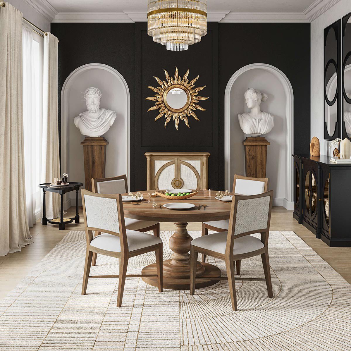 Rustic Black Clover Accent Table - English Georgian America