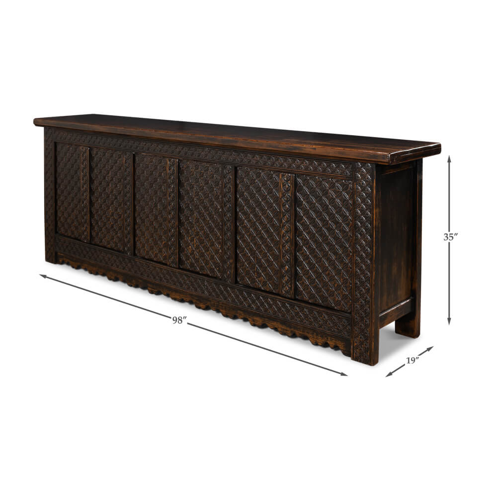 Rustic Brown Moroccan Sideboard - English Georgian America