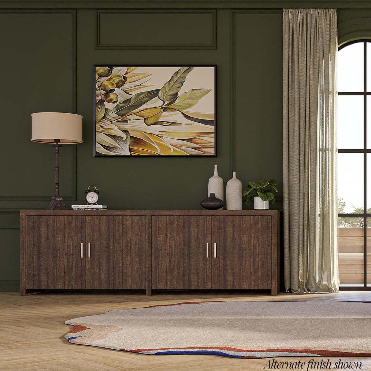 Rustic Brown Teak Sideboard - English Georgian America