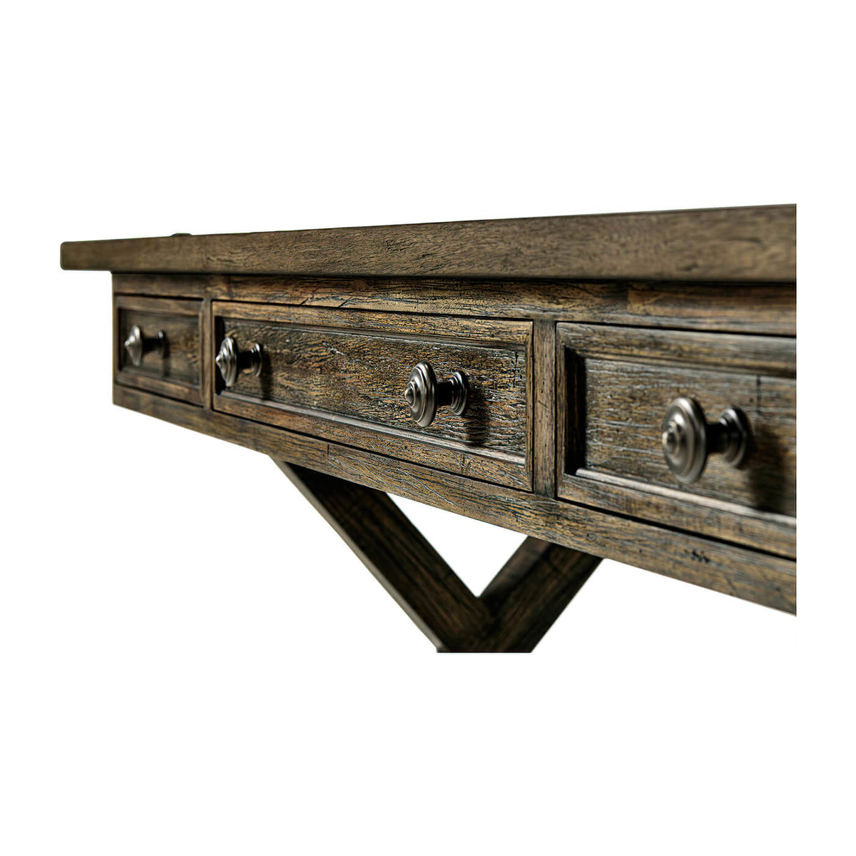 Rustic Country Walnut Desk - Driftwood finish - English Georgian America