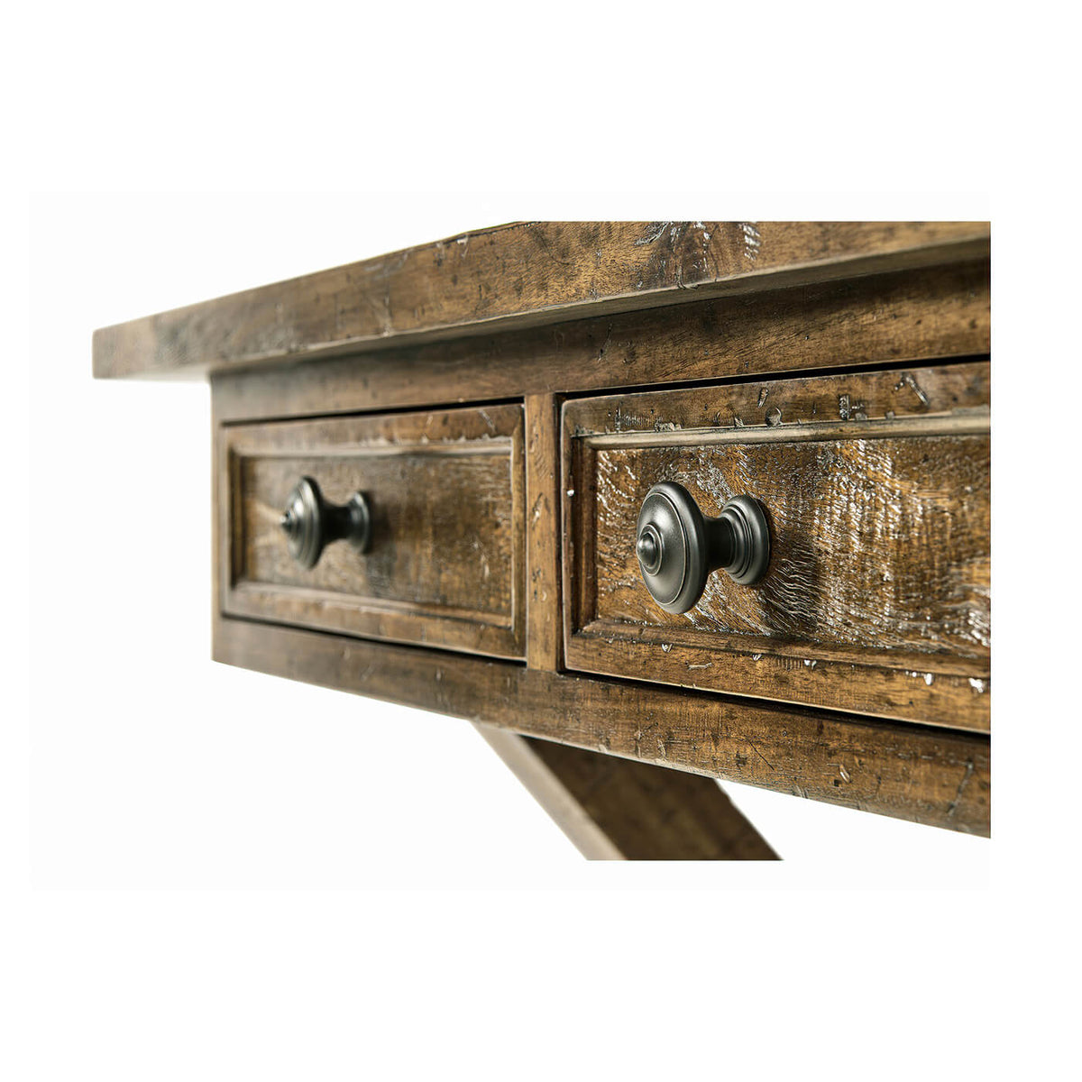 Rustic Country Walnut Desk - Light Driftwood finish - English Georgian America